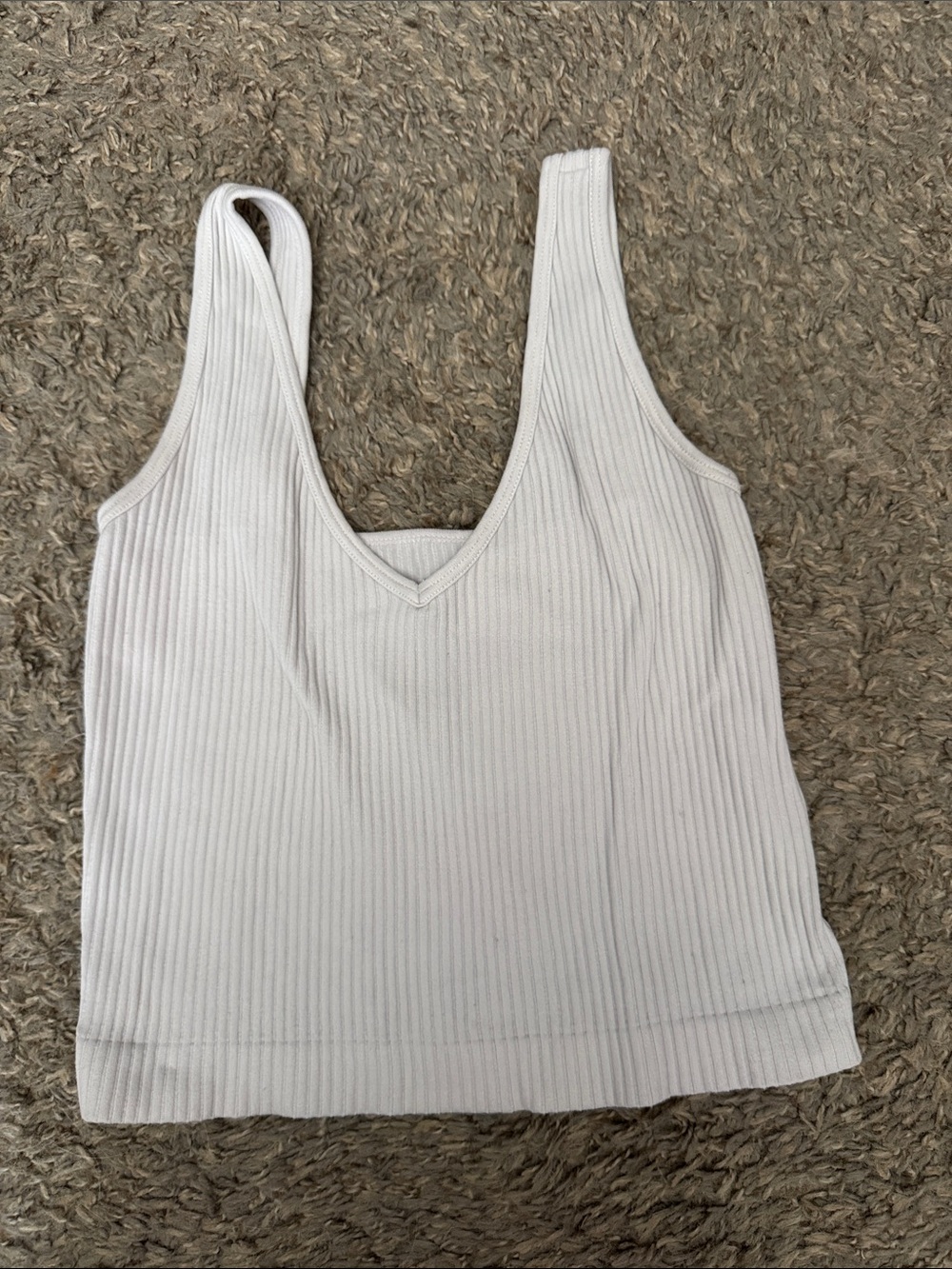 Women's Ribbed V-Neck Tank Top - White